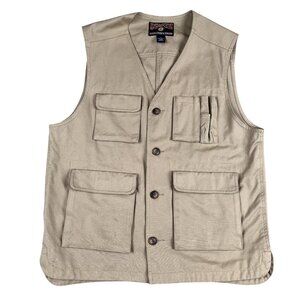 Duluth Trading Co Mens Khaki Outdoor Button Up Fishing Vest Sz M